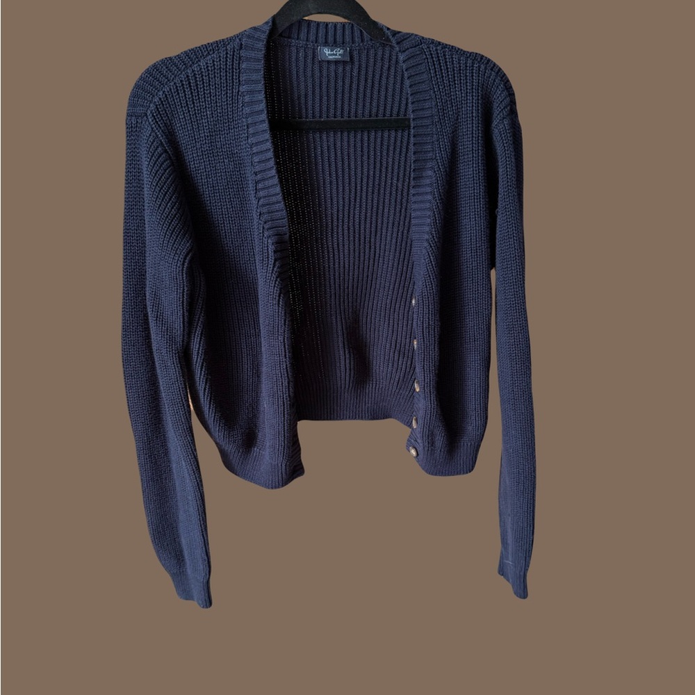 Brandy Melville Navy Blue Cropped Sweater Cardigan
